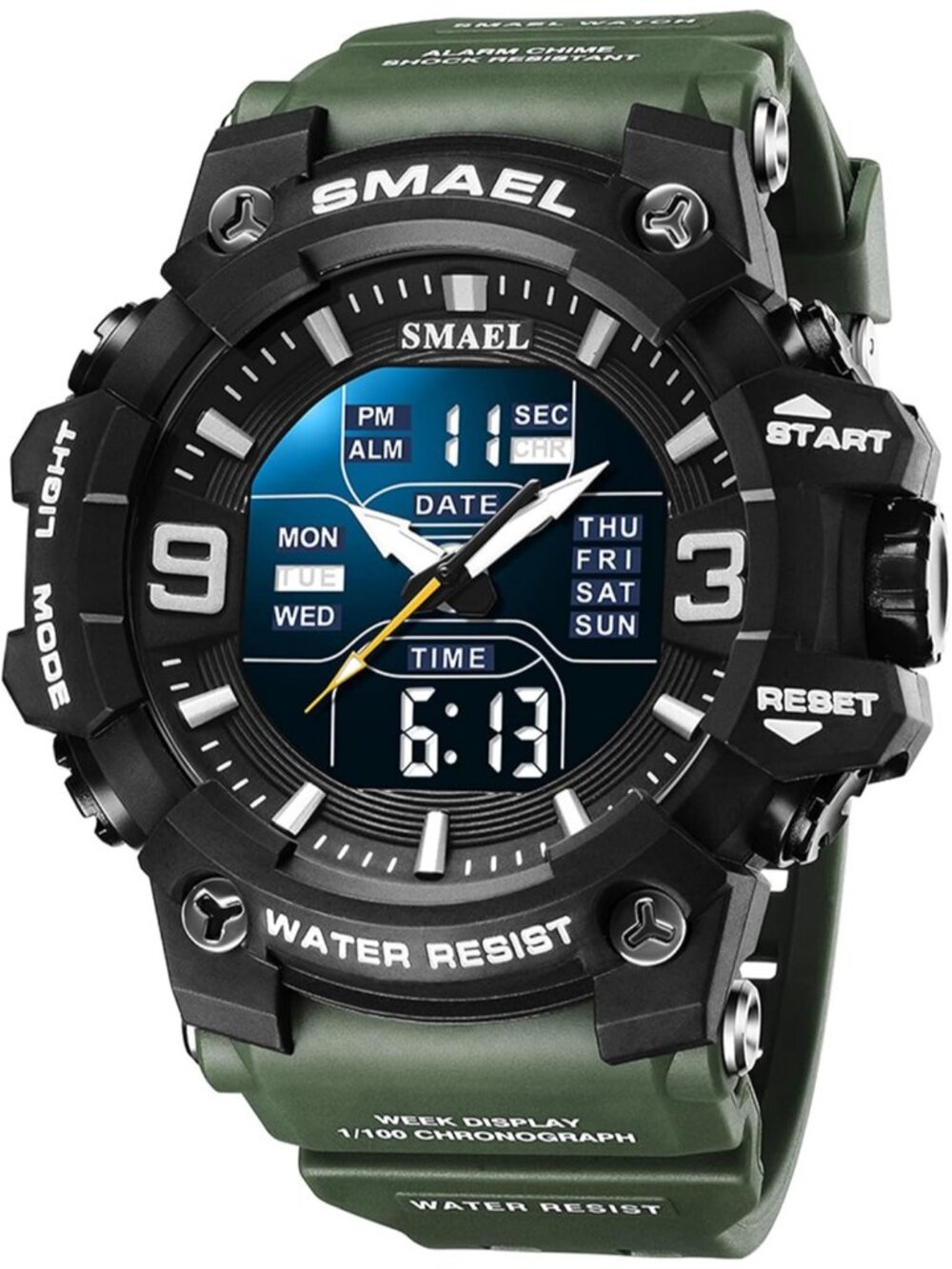 Men's Army Green Analog Quartz Luminous Waterproof LED Electronic Digital Watch